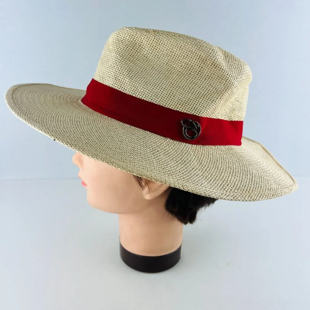 Crimson Brand Panama Sun Hat Victoria Hat Co Brand Size ~7